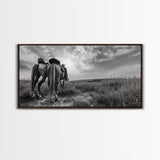 Grazing Horses, Cowboy Duo, Open Field, Equestrian Love Scene, Canvas Print, Western Wall Art, Rustic Ranch Living Room Decor