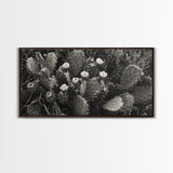 Cactus Blooms, Desert Flowers, Prickly Pear, Nature Closeup, Framed Canvas Print, Southwestern Art, Kitchen Wall Art, Boho Style