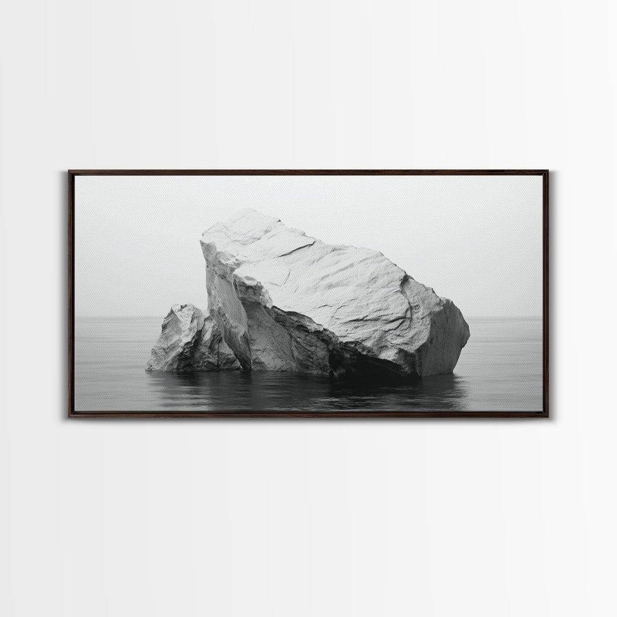 Iceberg Art, Arctic Calm, Winter Minimalism, Ocean Glacier Scene, Framed Canvas Print, Modern Wall Art, Minimalist Bedroom Decor