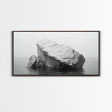Iceberg Art, Arctic Calm, Winter Minimalism, Ocean Glacier Scene, Framed Canvas Print, Modern Wall Art, Minimalist Bedroom Decor