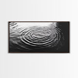 Water Ripples Zen, Abstract Motion, Monochrome Fluid Art, Canvas Print, Modern Minimalist Wall Art, Bathroom or Spa Room Decor