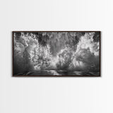 Ocean Splash, Sea Foam, Abstract Water, Coastal Waves, Framed Canvas Print, bathroom wall art, modern ocean photography, moody water art