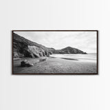 Coastal Cliffs, Ocean Shore, Scenic Beach, Framed Canvas Print, Nature Photography, Bathroom Wall Art, Neutral Tones, Coastal Home Decor