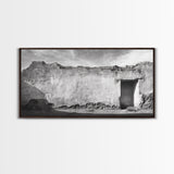 Adobe Wall, Desert Door, Rustic Texture, Framed Canvas Print, Southwest Wall Art, Neutral Earth Tones, Boho Western Living Room Decor