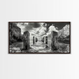Ocean Pier, Seaside Dock, Crashing Waves, Canvas Print, Dramatic Coastal Wall Art, Black And White Decor, Bathroom Or Hallway Photography