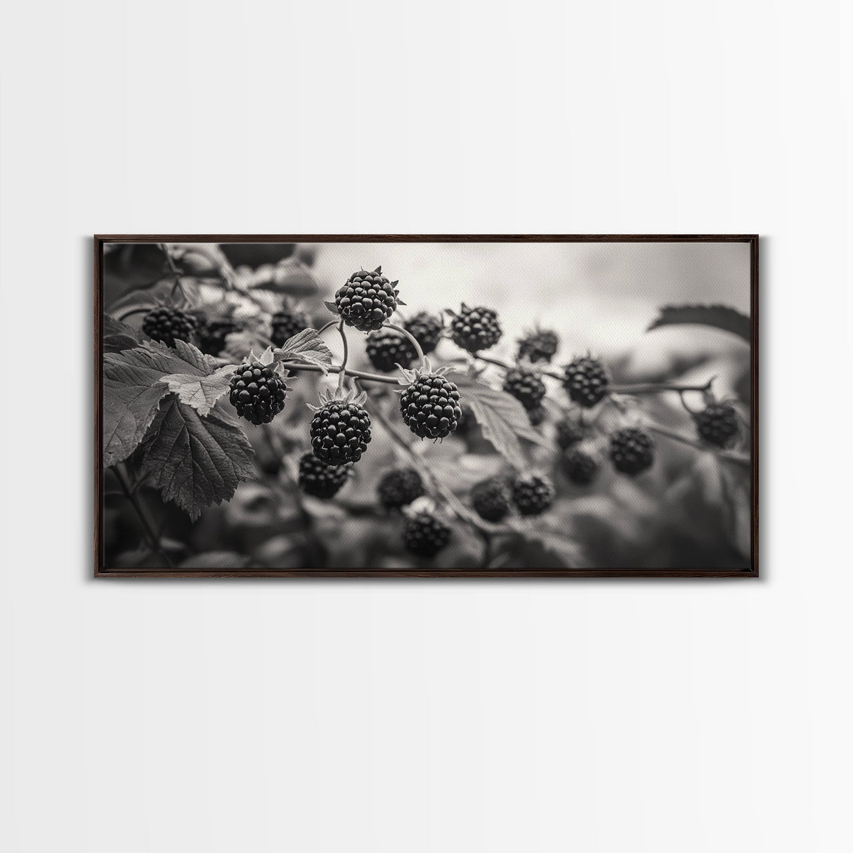 Blackberries on Vine, Farmhouse Kitchen Art, Rustic Fruit Wall Decor, Country Style, Autumn Botanical Photography, Canvas Print