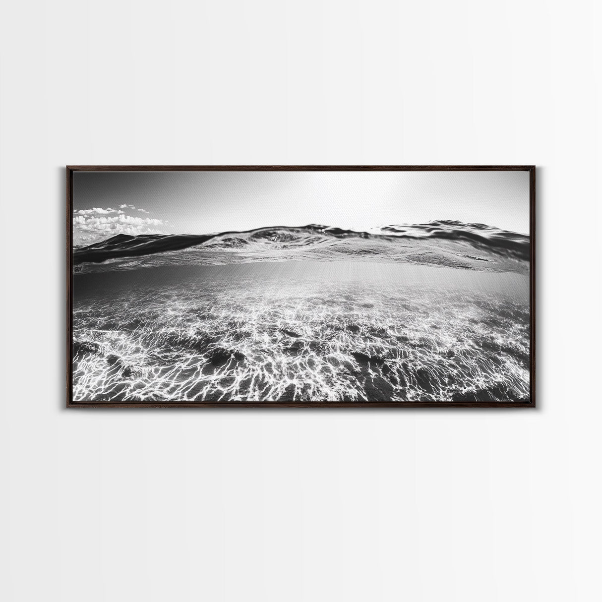 Ocean Surface, Sunlit Water, Sea Ripple, Underwater Light, Canvas Print, Modern Beach Art, Bathroom Wall Decor, Coastal Vibes