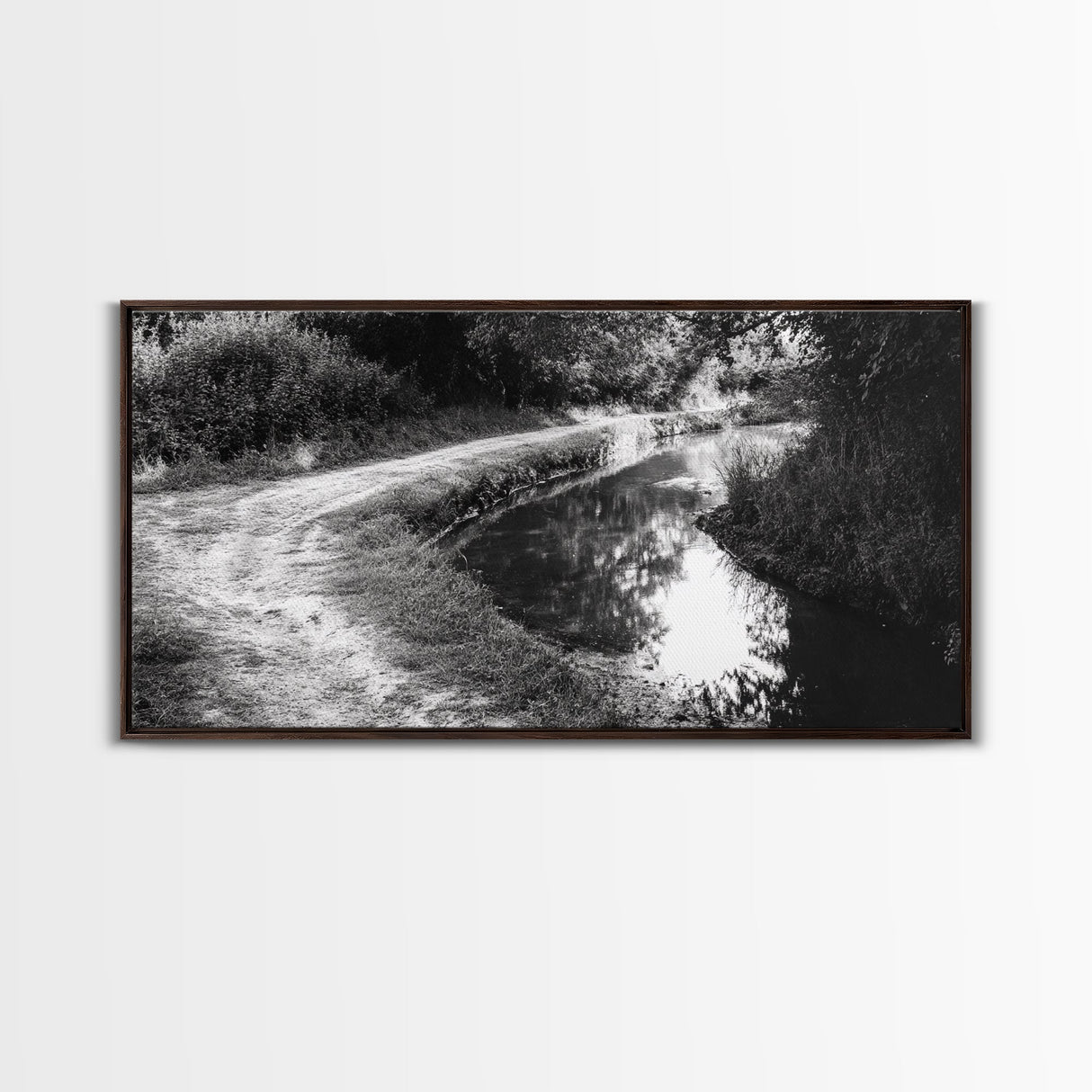 River Bend Trail, Peaceful Water Path, Tranquil Forest Landscape, Nature-Inspired Rustic Decor, Autumn Wall Art, Canvas Print