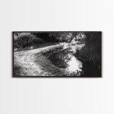 River Bend Trail, Peaceful Water Path, Tranquil Forest Landscape, Nature-Inspired Rustic Decor, Autumn Wall Art, Canvas Print