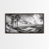Palm Coast, Coastal Path, Ocean View, Scenic Walk, Canvas Print, California Beach Art, Entryway Decor, Tropical Landscape, Office Decor