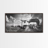 Beach Shack, Driftwood Table, Seaside Shelter, Sun Rays, Canvas Print, Rustic Coastal Art, Boho Decor, Dining Room Wall Art, Cabin Wall Art