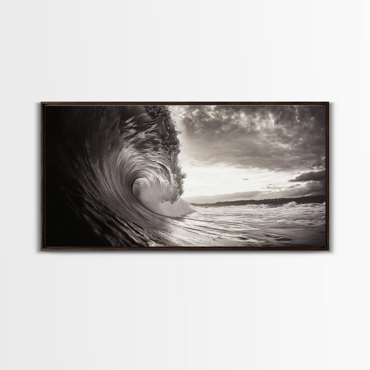 Ocean Wave, Dramatic Curl, Coastal Photography, Seascape Art, Framed Canvas Print, Surf Wall Decor, Nautical Living Room Wall Art