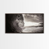 Ocean Wave, Dramatic Curl, Coastal Photography, Seascape Art, Framed Canvas Print, Surf Wall Decor, Nautical Living Room Wall Art