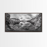 Mountain Lake, Rocky View, Cloud Reflection, Nature Landscape, Canvas Print, Rustic Home Decor, Bedroom Wall Art, Explorer Style