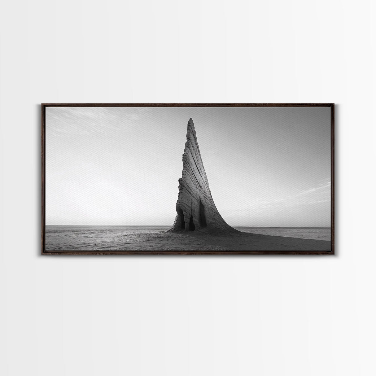 Sharp Spire, Abstract Rock, Desert Sculpture, Canvas Print, Minimalist Wall Art, Office Decor, Nature Geometry, Monochrome Art