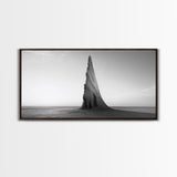Sharp Spire, Abstract Rock, Desert Sculpture, Canvas Print, Minimalist Wall Art, Office Decor, Nature Geometry, Monochrome Art