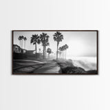 Palm Tree Pathway, Beachfront Neighborhood Vibes, Coastal Street Scene, Framed Canvas Print, Entryway Art, Minimalist Coastal Home Decor