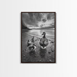 Duck Family, Lakeside Peace, Nature Walk, Canvas Print, Wholesome Wall Art, Nursery Animal Decor, Cozy Autumn Photography Style