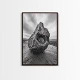 Sea Orb Rock, Coastal Texture, Ocean Shell Art, Framed Canvas Print, Beach House Wall Decor, Abstract Nature, Nautical Art Piece