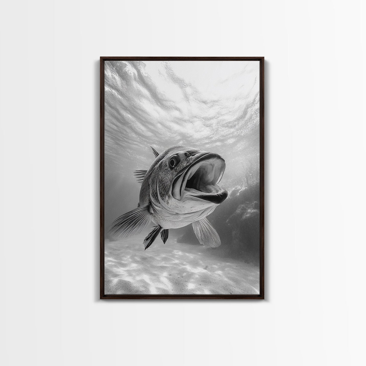 Underwater Fish, Ocean Predator, Aquatic Wildlife, Canvas Print, Bathroom Wall Art, Coastal Nautical Decor, Marine Photography