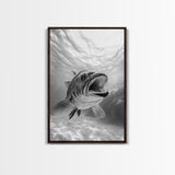 Underwater Fish, Ocean Predator, Aquatic Wildlife, Canvas Print, Bathroom Wall Art, Coastal Nautical Decor, Marine Photography