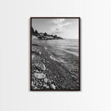 Pebble Beach, Tranquil Coastline, Coastal Stones, Sunrise Shore, Canvas Print, Bathroom Wall Art, Ocean Photography, Beach House Decor