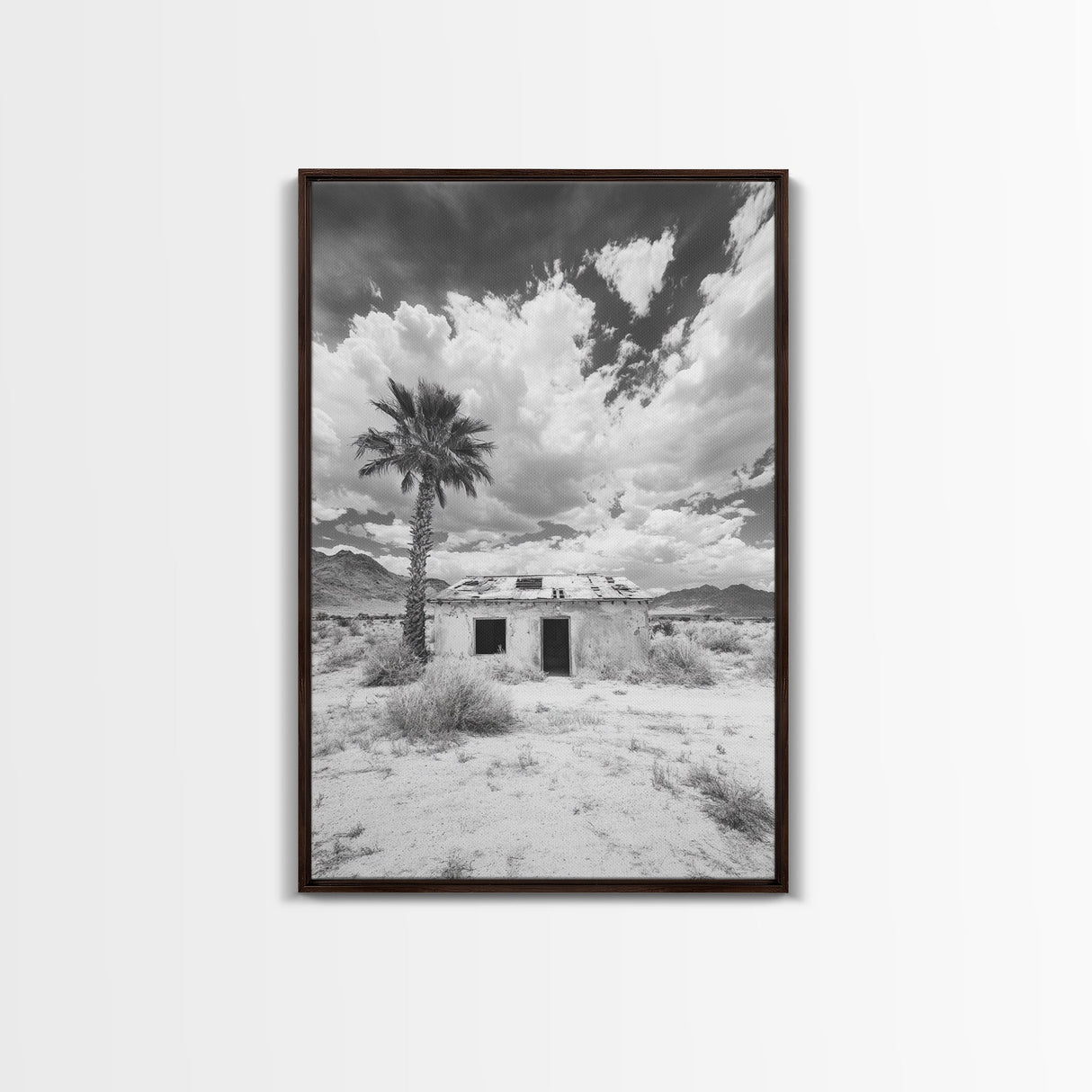 Palm Tree, Desert Shack, Abandoned Beauty, Western Minimalism, Canvas Print, Living Room Wall Art, Rustic Modern Style, Boho Wall Decor
