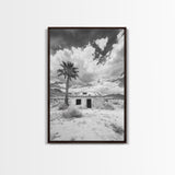 Palm Tree, Desert Shack, Abandoned Beauty, Western Minimalism, Canvas Print, Living Room Wall Art, Rustic Modern Style, Boho Wall Decor