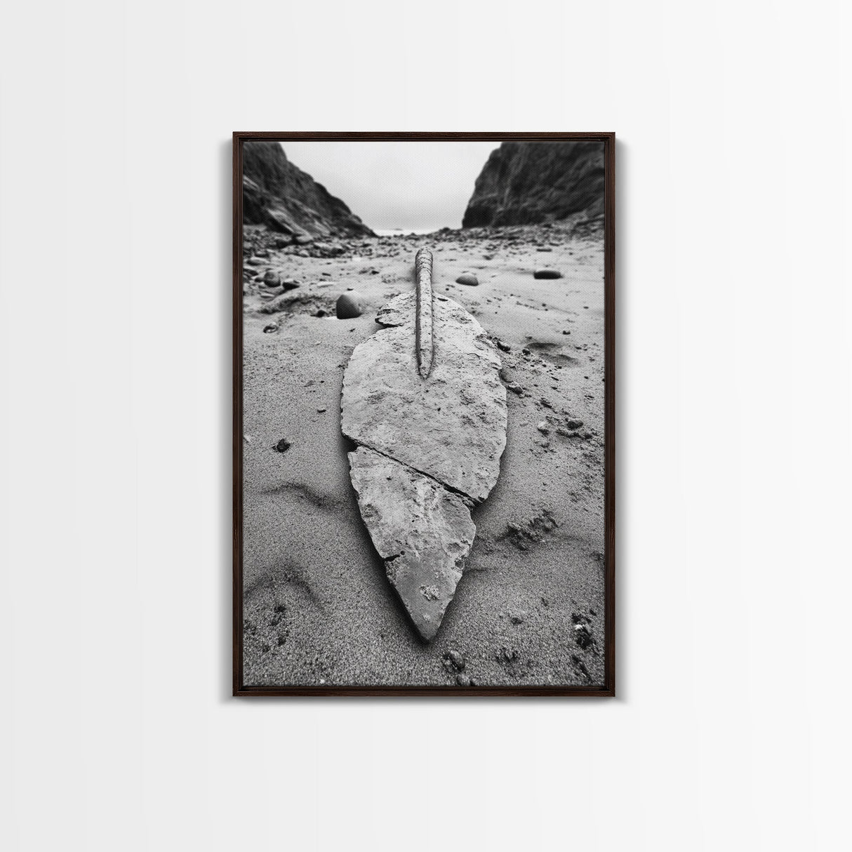 Fossil Rock Shore, Beach Minimalism, Sand Texture Art, Canvas Print, Coastal Wall Art, Natural History Decor, Abstract Earthy Art