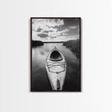 Kayak Lake View, Serene Water Landscape, Outdoor Adventure Art, Canvas Print, Cabin Wall Decor, Nature Lover Gift, Minimalist Water Art
