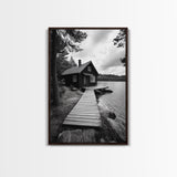Lake Cabin Path, Nordic Forest Retreat, Nature Escape, Canvas Print, Cozy Wall Art, Scandinavian Decor, Fall Rustic Living Room Art