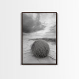 Tumbleweed Dune, Windy Coast, Desert Beach, Canvas Print, Boho Wall Art, Autumn Nature Decor, Minimalist Western Photography