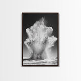 Ocean Splash, Water Explosion, Sea Power, Canvas Print, Bathroom Wall Art, Black and White Abstract Art, Coastal Modern Decor