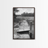 Marsh Dock, Southern Nature, Weathered Pier, Framed Canvas Print, Guest Room Wall Art, Rural Landscape, Fall Wall Art, Country Style