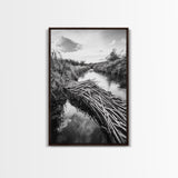 Nature Escape, Stream View, Rustic Landscape, Autumn Calm, Framed Canvas Print, Nature art, Rustic Wall Decor, Cabin Art, Office Artwork