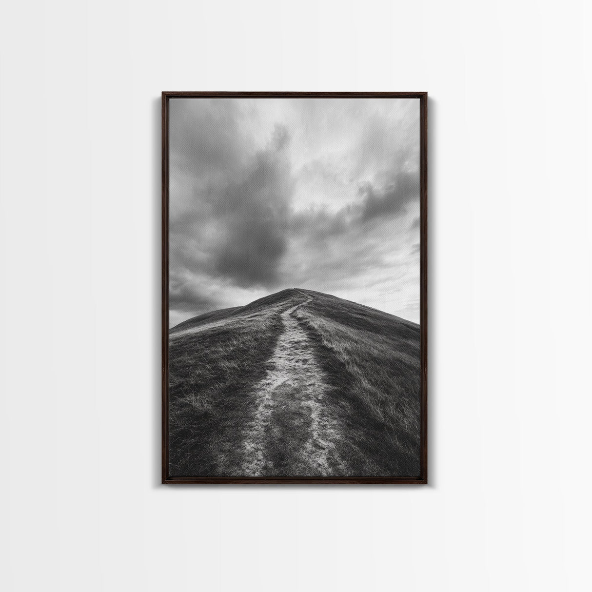 Winding Path, Hilltop View, Cloudy Horizon, Minimalist Landscape, Canvas Print, Bedroom Wall Art, Serene Decor, Fall Art Piece