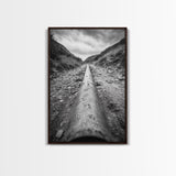 Industrial Line, Utility Pipe, Grunge Road, Canvas Print, Black White Photography, Modern Loft Decor, Urban Wall Art, Minimalist Style