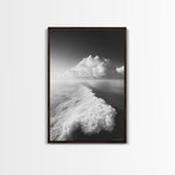 Ocean Wake, Cloud Horizon, Surreal Seascape, Framed Canvas Print, Dreamy Black White Wall Art, Bathroom Decor, Coastal Fantasy Art