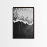 Wave Edge, Cracked Earth, Tide Meets Stone, Nature Contrast, Canvas Print, Abstract Ocean Art, Minimalist Wall Decor, Bathroom Artwork