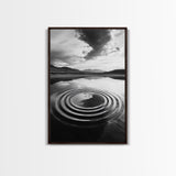 Ripple Effect, Calm Water, Meditative Landscape, Serene Mountains, Framed Canvas Print, Minimalist Wall Art, Bedroom or Spa Vibes