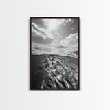 Underwater Scene, School of Fish, Ocean Photography, Split Shot Water, Framed Canvas Print, Bathroom Wall Art, Coastal Decor