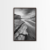 Eroded Riverbed, Desert Rock, Serene Canyon, Long Exposure, Framed Canvas Print, Earth Tones, Dining Room Decor, Nature Inspired