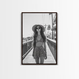 Pier Walk, Summer Fashion, Coastal Vibes, Chic Girl, Canvas Print, Fashion Wall Art, Modern Decor, Teen Room Artwork, Stylish Aesthetic