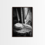 Artisan Soap Still Life, Rustic Wellness Scene, Country Bathroom, Monochrome Framed Canvas Print, Farmhouse Bathroom Wall Art