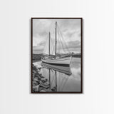Sailboat Reflection, Harbor Calm, Nautical Scene, Canvas Print, Coastal Wall Art, Beach House Decor, Ocean Photography, Bathroom Art