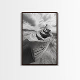 Sand Boat, Beach Sculpture, Dramatic Clouds, Textured Art, Framed Canvas Print, nautical wall art, coastal boho decor, modern beach print