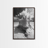 Sand Castle, Beach Fantasy, Dramatic Sky, Coastal Fortress, Framed Canvas Print, whimsical decor, kids room wall art, fairytale beach scene