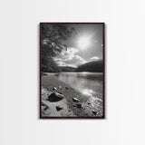 Ocean Shoreline, Serene Landscape, Coastal Photography, Canvas Print, Modern Nature Decor, Living Room Wall Art, Black and White Art