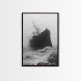 Haunted Ship, Foggy Sea, Maritime Ghost, Canvas Print, Nautical Wall Art, Pirate Ship Aesthetic, Halloween or Fall Home Decor