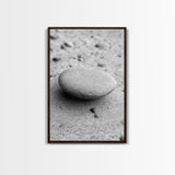 Smooth Beach Stone, Minimalist Sand Texture, Natural Balance, Canvas Print, Spa Room Wall Art, Calm Earthy Interior Style